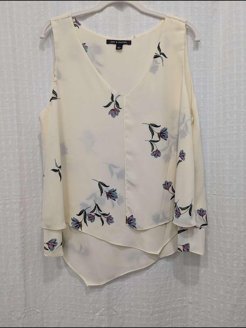 Zac & Rachel Cream Floral Layered V-Neck Blouse